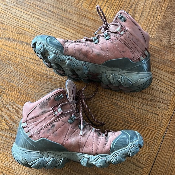 Oboz BDry Women's Bridger Hiking Boots Red Black Lace Up High Top Size 9 - Picture 3 of 8